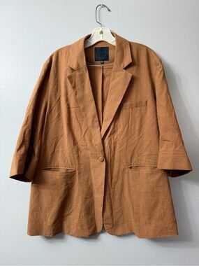 Mina Self plus size three-quarter sleeve lightweight single button blazer XXL